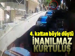 4. kattan arabanın üzerine böyle düştü! İnanılmaz kurtuluş