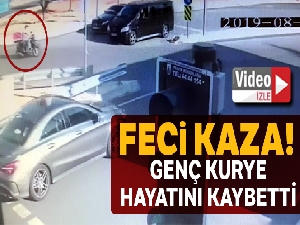 17 yaşındaki genç motosikletli kuryenin hayatını kaybettiği kaza kamerada