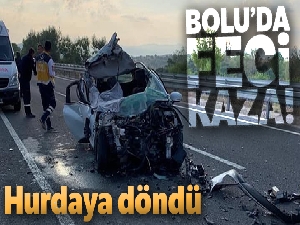 Bolu'da tıra arkadan çarpan otomobil hurdaya döndü: 2 ölü, 1 yaralı