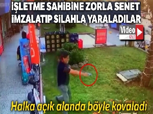 Senet çetesinin iş yeri sahibine silahlı saldırı anları kamerada