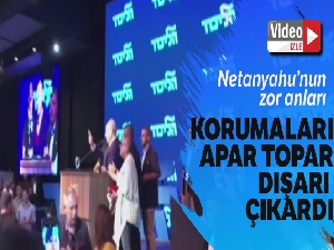 Siren seslerini duyan Netanyahu konuşmasını keserek bölgeden ayrıldı
