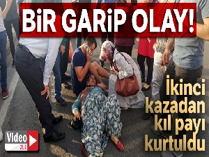 Yaralı kadın hastaneye götürülürken ikinci kazadan kıl payı kurtuldu
