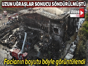 Tuzla'da yanan fabrikadaki hasar havadan görüntülendi