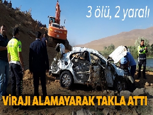Virajı alamayan otomobil takla attı: 3 ölü, 2 yaralı