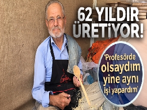72 yaşındaki kaşık usta 62 yıldır şimşir kaşık üretiyor