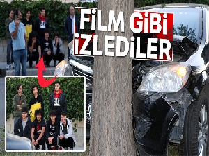 3 kişinin yaralandığı trafik kazasını film gibi izlediler