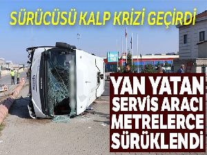 Sürücüsünün kalp krizi geçirdiği işçi servisi yan yattı: 10 yaralı