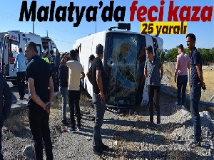 Malatya'da halk otobüsü devrildi: En az 25 yaralı