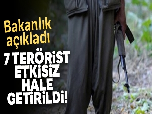 MSB açıkladı! 7 PKK'lı terörist etkisiz hale getirildi