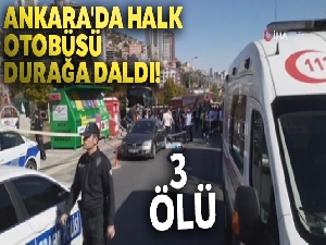 Ankara'da halk otobüsü durağa daldı!