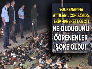 Yol kenarına atılmış ayakkabılar polisi alarma geçirdi