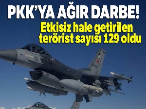 Pençe Harekatlarında etkisiz hale getirilen toplam terörist sayısı 129 oldu