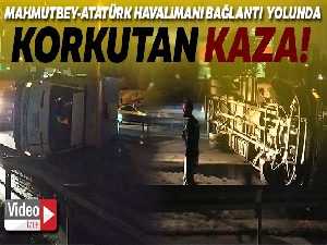 Kamyonet kazada yan yattı, 3 kişi yara almadan kurtuldu