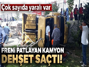 Kayseri'de freni patlayan kamyon yan yattı, çok sayıda yaralı var