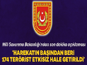 MSB: 'Harekatın başından itibaren etkisiz hale getirilen toplam terörist sayısı 277 oldu'
