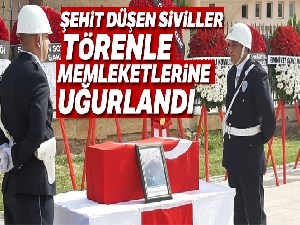 Roketli saldırıda şehit düşen siviller törenle memleketlerine uğurlandı