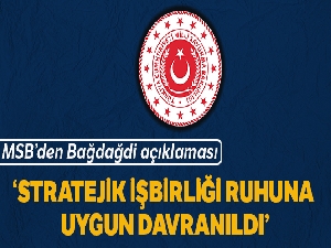 MSB: 'Operasyonda stratejik işbirliği ruhuna uygun davranıldı'
