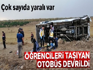 Yozgat'ta öğrencileri taşıyan otobüs devrildi: 26 yaralı