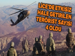 Lice kırsalında etkisiz hale getirilen terörist sayısı 4'e yükseldi