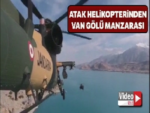 Atak helikopterinin kamerasından Van Gölü manzarası
