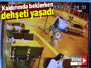 Kaldırımda bekleyen bisikletli dehşeti yaşadı