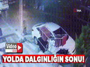 Otomobil sürücüsü, dalgınlığının bedelini kaza yaparak ödedi