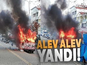 Tüpü patlayan köfte karavanı alev alev yandı