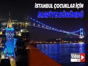 İstanbul'un simgeleri, çocuklar için maviye büründü