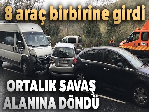 Sarıyer'de 8 araç birbirine girdi, ortalık savaş alanına döndü