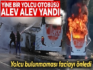Rize'de yolcu otobüsü alev alev yandı
