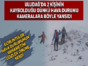 Uludağ'da 2 kişinin kaybolduğu günkü hava durumu kameralara böyle yansıdı