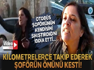 Kadın sürücü karayolunda otobüsünün önünü kesti, yolu trafiğe kapattı