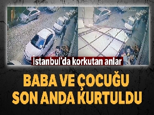 Baba ve çocuğu uçan çatının altında kalmaktan saniyelerle kurtuldu