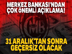YTL banknotları değiştirmek için son gün 31 Aralık