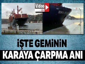 Rumeli Hisarı açıklarındaki yük gemisi kıyıya böyle çarptı