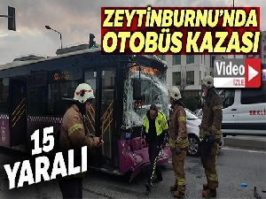 Zeytinburnu'nda durakta otobüs bir başka otobüse çarptı: 15 yaralı