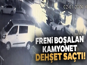 Bursa'da freni boşalan kamyonet 4 aracı biçti...O anlar kamerada