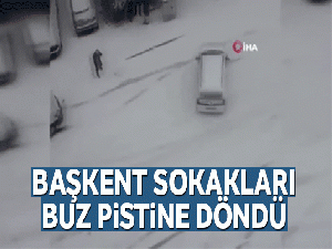 Başkent sokakları buz pistine döndü