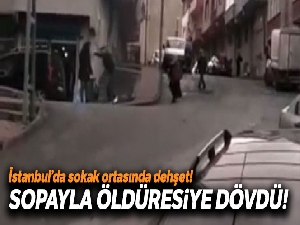 Gaziosmanpaşa'da sokak ortasında dehşet: Kadını sopayla dövdü