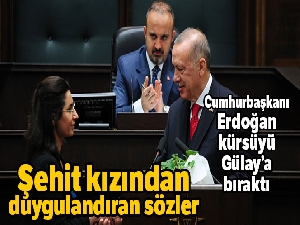 Cumhurbaşkanı Erdoğan, kürsüyü şehit Mehmet Şirin Demir'in kızına bıraktı