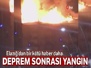 Elazığ'da deprem sonrası bir binada yangın çıktı