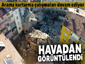 Elazığ'da arama kurtarma çalışmaları drone ile görüntülendi