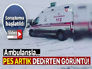 Ambulansla karlı zeminde drift