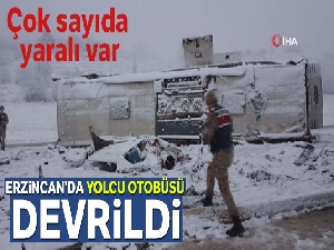 Erzincan'da yolcu otobüsü devrildi: 46 yaralı
