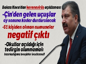 Sağlık Bakanı Fahrettin Koca: 'Çin'den gelen tüm uçuşlar durduruldu'