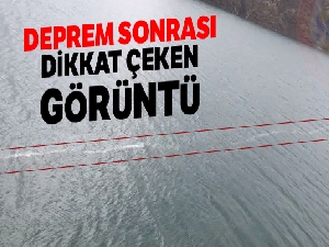 Deprem sonrası yüzey kırığının suda oluşturduğu görüntü dikkat çekti