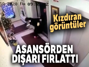 Otel müşterisi, temizlikçi kadını asansörden dışarı fırlattı