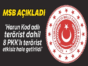 Milli Savunma Bakanlığı: "8 PKK'lı terörist etkisiz hale getirildi"
