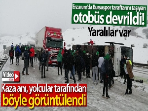 Bursaspor taraftarını taşıyan otobüs devrildi: 2 yaralı