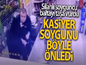 Kasiyer soygunu önledi